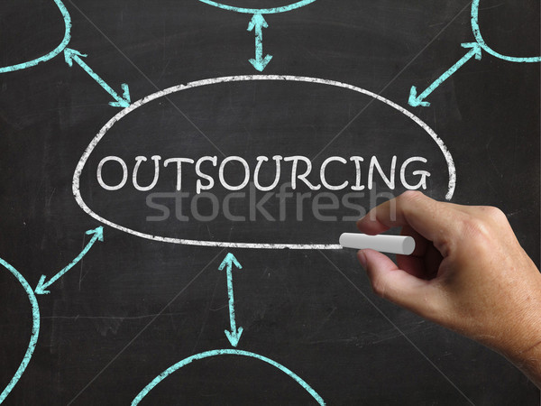 Outsourcing tablă freelance muncitorii Imagine de stoc © stuartmiles