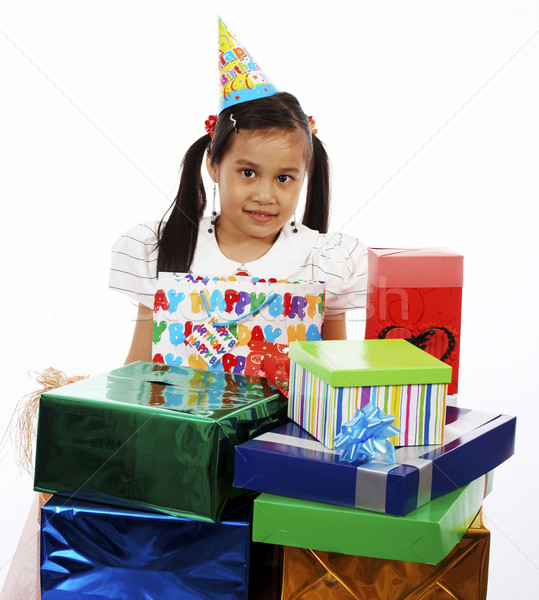 Stock photo: Young Girl Receiving Many Presents