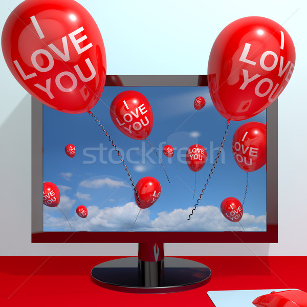 [[stock_photo]]: Amour · ballons · écran · de · l'ordinateur · ligne · datant