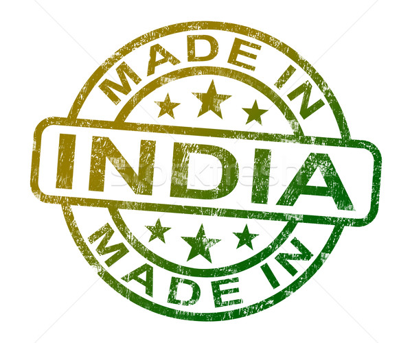 Made In India Stamp Shows Indian Product Or Produce Stock photo © stuartmiles