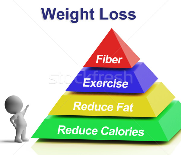 Weight Loss Pyramid Showing Fiber Exercise Fat And Reducing Calo Stock photo © stuartmiles