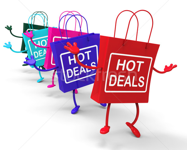 Stock photo: Hot Deals Bags Represent Shopping  Discounts and Bargains