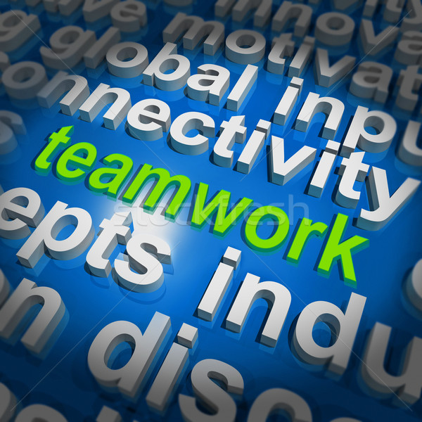 Teamwork Word Cloud Shows Combined Effort And Cooperation Stock photo © stuartmiles