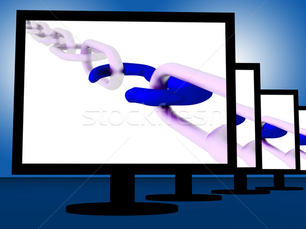 Opened Chain On Monitors Showing Fragile Link Stock photo © stuartmiles