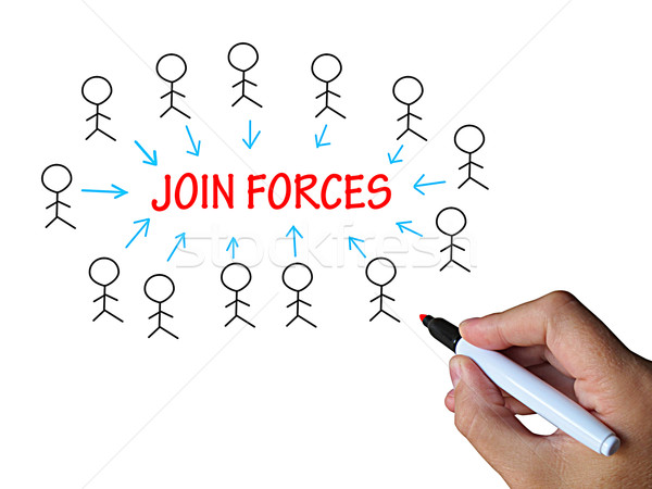 Stock photo: Join Forces On Whiteboard Shows United Strength And Power