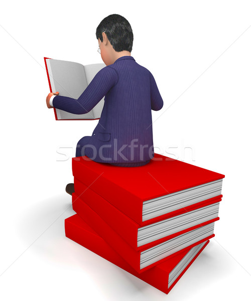 Businessman Reading Books Represents Businessmen School And Knowledge Stock photo © stuartmiles