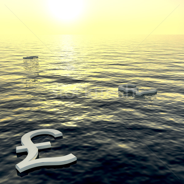 Pounds Floating To A Sunset Showing Money Wealth Or Earnings Stock photo © stuartmiles