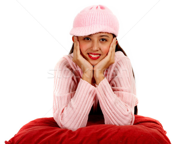 Knitted Hat And Jumper Keeping A Girl Warm Stock photo © stuartmiles