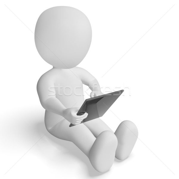 Ipad Or Tablet Pc Used By 3d Character Stock photo © stuartmiles