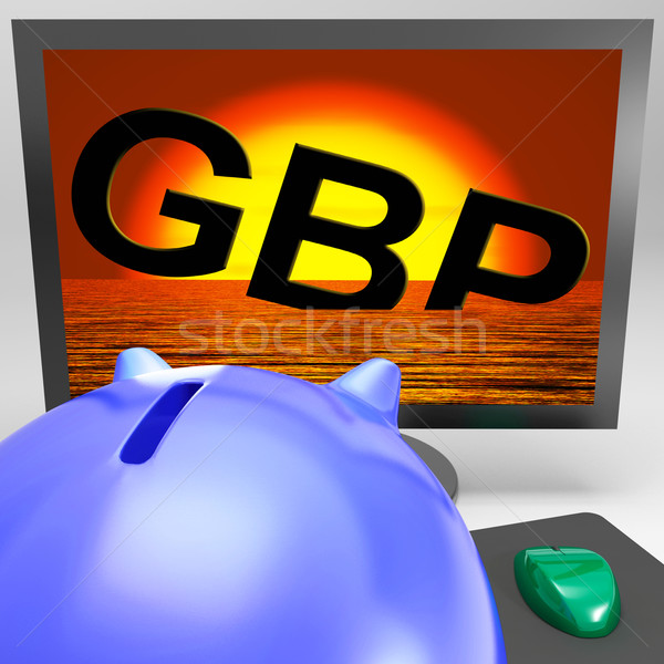 GBP Sinking On Monitor Shows British Depression Stock photo © stuartmiles