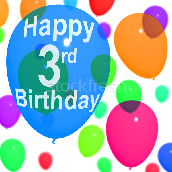Multicolored Balloons For Celebrating A 3rd or Third Birthday Stock photo © stuartmiles