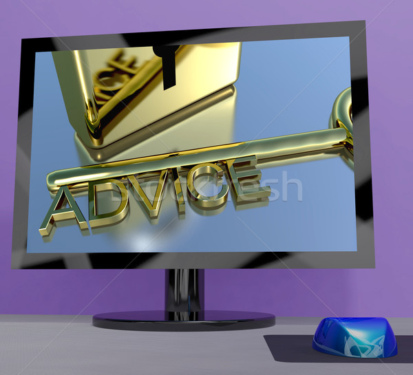 Advice Key On Computer Screen Showing Assistance Stock photo © stuartmiles