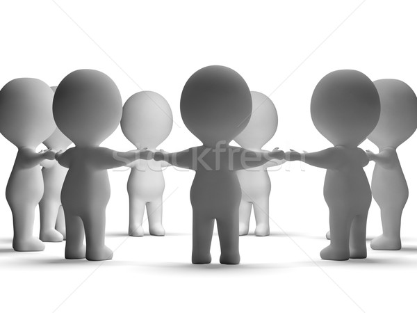 Gathering Of 3d Characters Showing Community Or Together Stock photo © stuartmiles