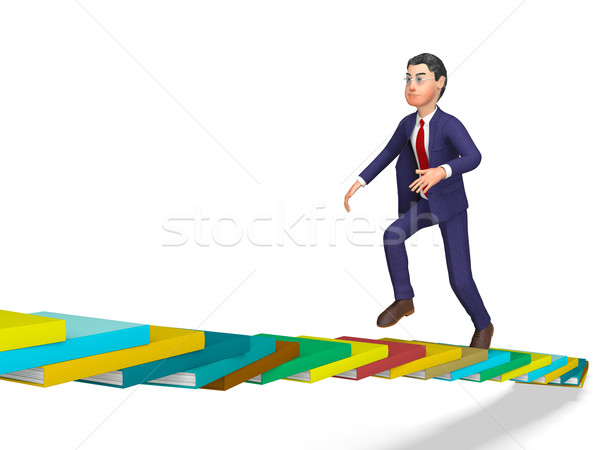 Foto stock: Empresario · hasta · triunfo · progreso · escalera