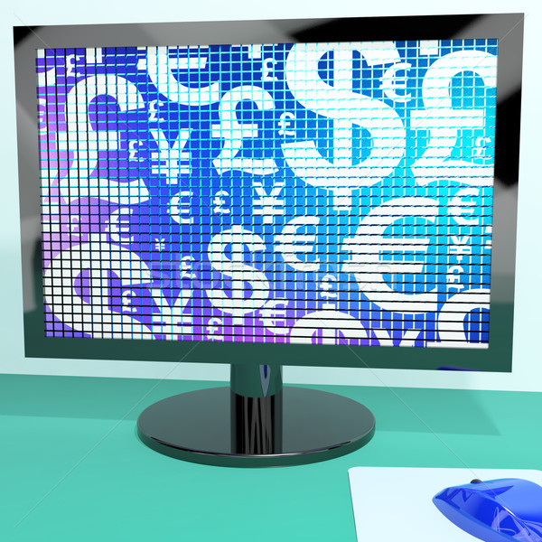 貨幣 符號 屏幕 顯示 交流 商業照片 © stuartmiles