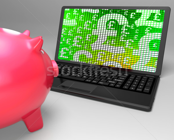 Pound Symbols On Laptop Shows British Investments Stock photo © stuartmiles