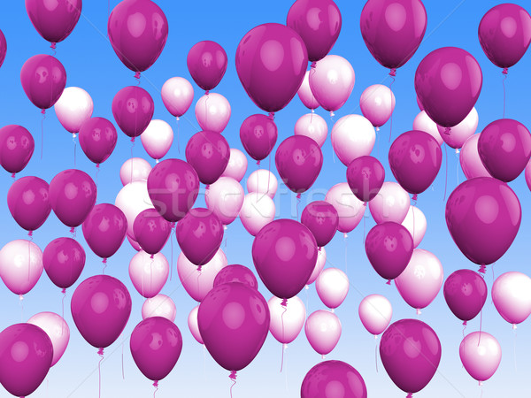 Floating Purple And White Balloons Show Girly Birthday Party Stock photo © stuartmiles