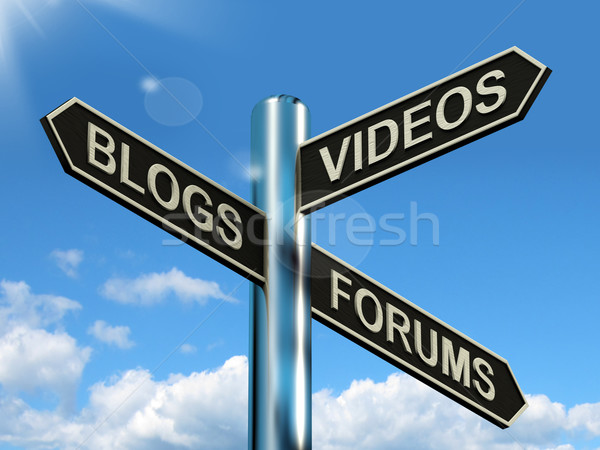 Foto stock: Blogs · poste · indicador · línea · medios · de · comunicación · social