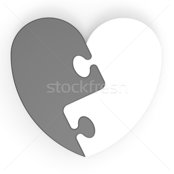 Zdjęcia stock: Serca · puzzle · stracił · miłości · przeszłość