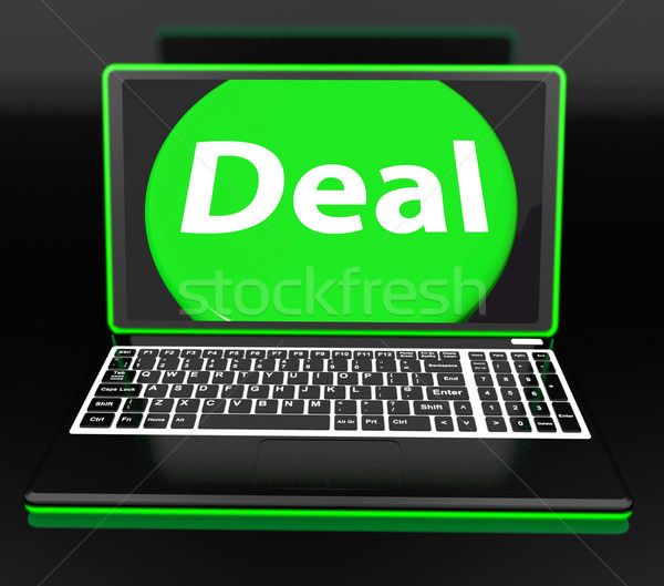 Deal Laptop Shows Contract Online Trade Deals Or Dealing Stock photo © stuartmiles
