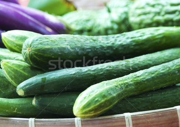 Organic Cucumbers Being Sold In A Market Stock photo © stuartmiles