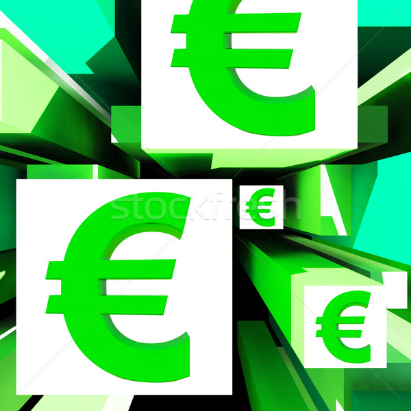 Euro Symbol On Cubes Shows European Profits Stock photo © stuartmiles