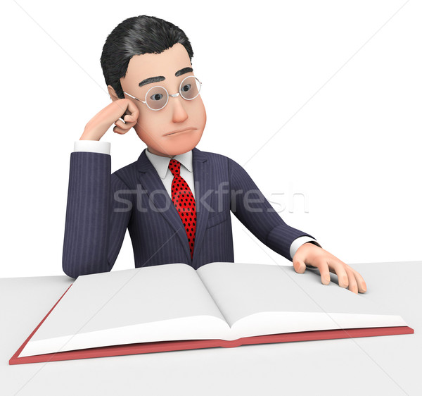 Stock photo: Businessman Reading Book Indicates School Reads And Corporation
