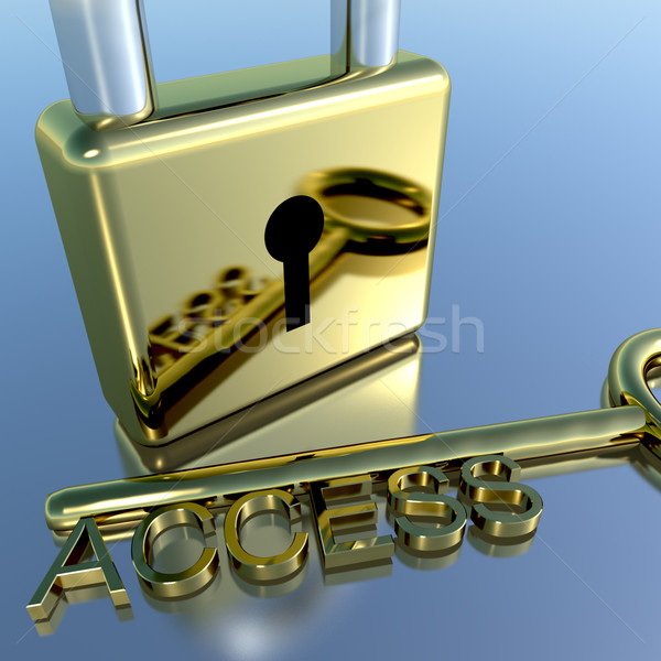 Padlock With Access Key Showing Permission Security And Login Stock photo © stuartmiles