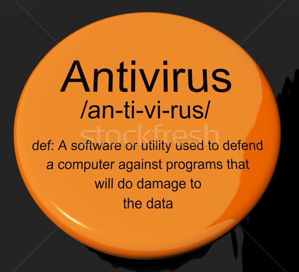 Antivirus Definition Button Showing Computer System Security Stock photo © stuartmiles