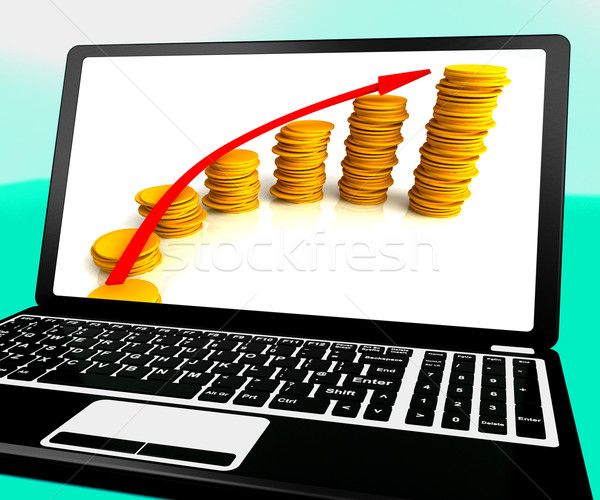 Money Increasing On Laptop Shows Business Incomes Stock photo © stuartmiles