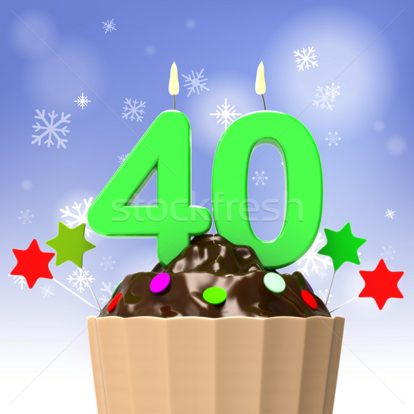 Forty Candle On Cupcake Shows Special Occasion Or Event Stock photo © stuartmiles