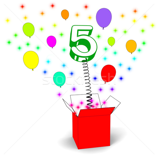 Stock photo: Number Five Surprise Box Means Surprise Party Or Festivity