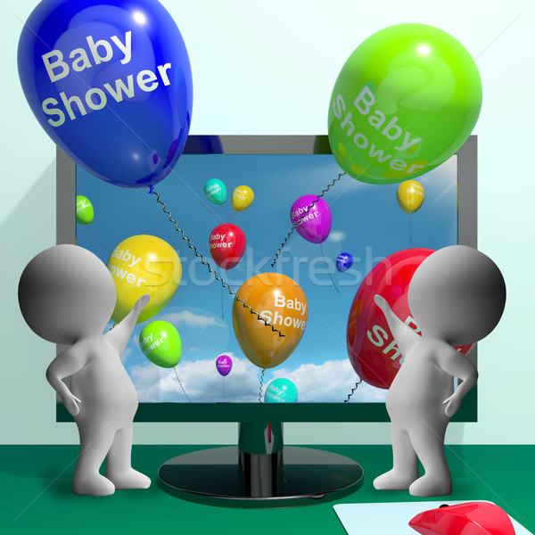 Zdjęcia stock: Baby · prysznic · balony · komputera · urodzenia