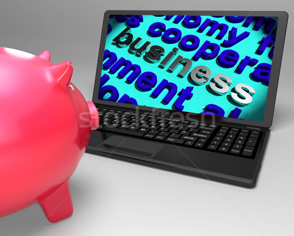 Stock photo: Business On Laptop Shows Business Transactions