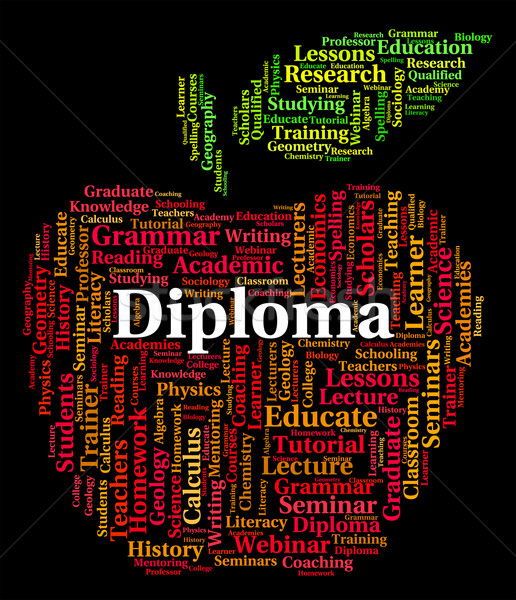 Diploma szó vívmány bizonyítvány díjak mutat Stock fotó © stuartmiles