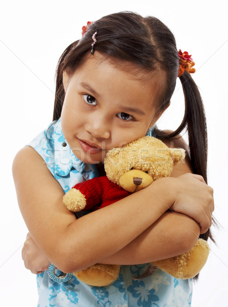 Foto d'archivio: Orsacchiotto · giovane · ragazza · felice · bambino · giocattolo · kid