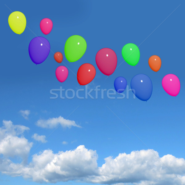 Stockfoto: Feestelijk · ballonnen · hemel · verjaardag · verjaardag · partij