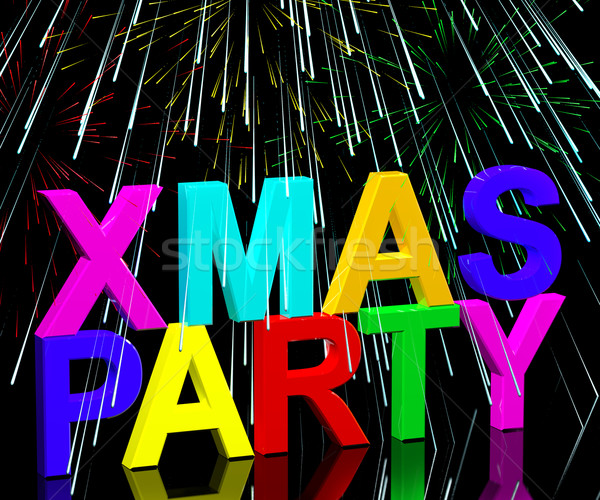 Xmas Party Words With Fireworks Showing A Christmas Celebration Stock photo © stuartmiles