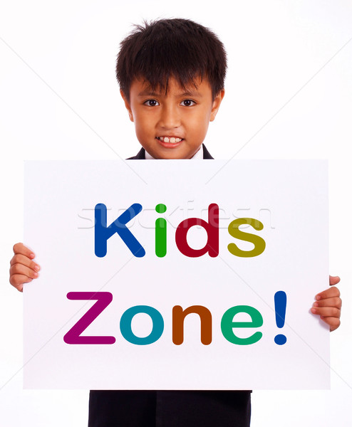 Kids Zone Sign Shows Children's Play Area Stock photo © stuartmiles