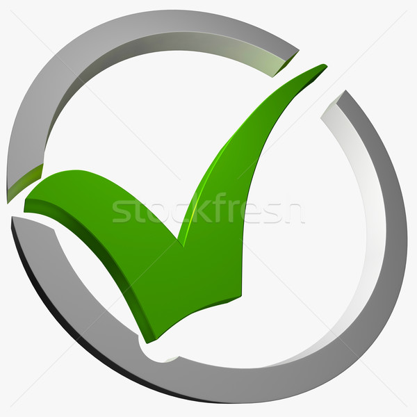 Stock photo: Green Tick Circled Shows Checked and Verified