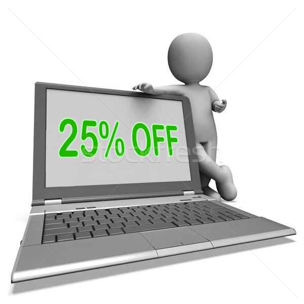 Twenty Five Percent Off Monitor Means Deduction Or Sale Online Stock photo © stuartmiles