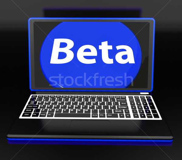 Beta On Laptop Shows Online Demo Software Or Development Stock photo © stuartmiles