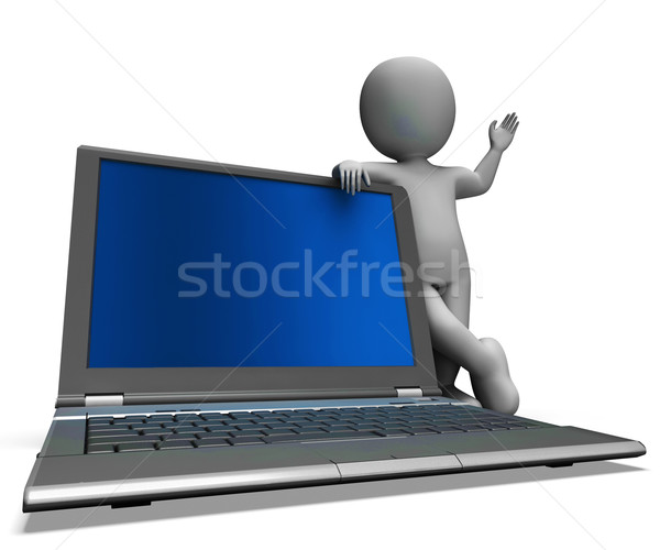 Laptop And Character Showing Browsing Internet Stock photo © stuartmiles