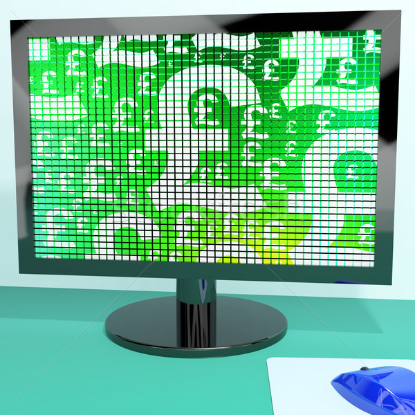 Pound Symbols On Computer Monitor Showing Money And Investment Stock photo © stuartmiles