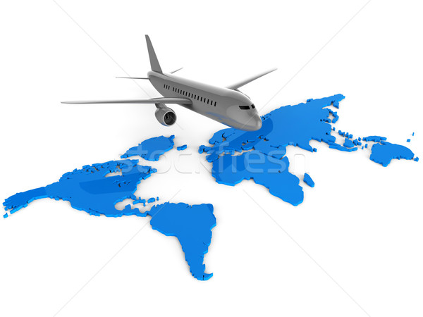 Worldwide Flights Means Web Site And Aeroplane Stock photo © stuartmiles