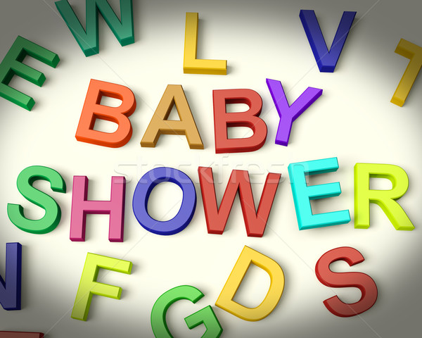 Stock photo: Baby Shower Written In Kids Letters