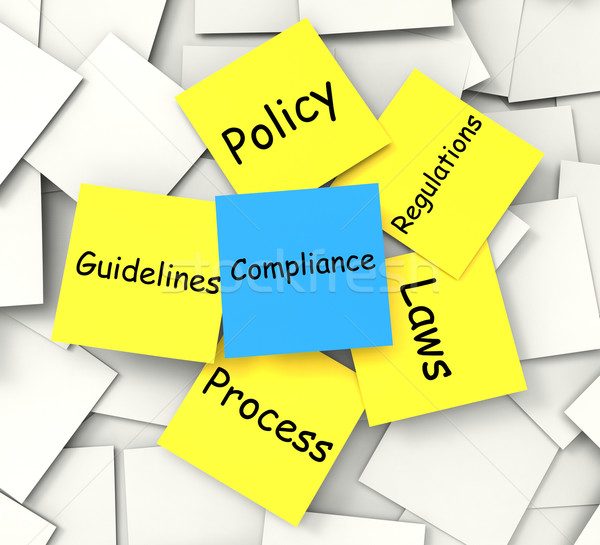 Compliance Post-It Note Shows Conforming To Regulations And Poli Stock photo © stuartmiles