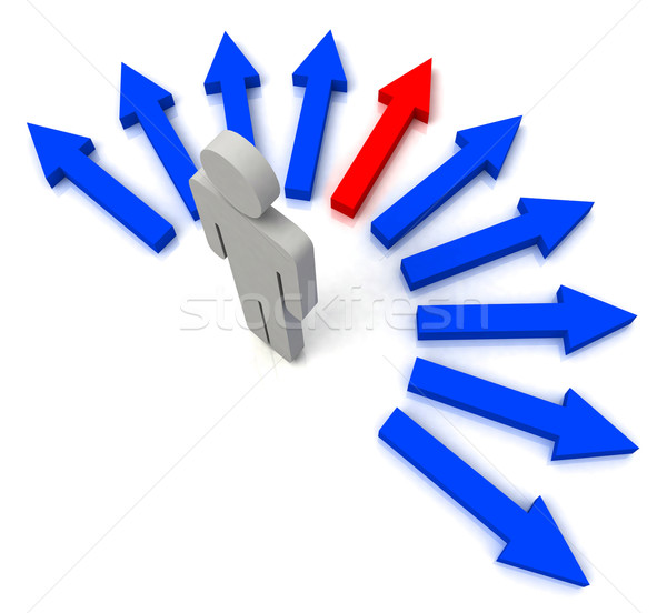 Person With Blue Arrows Shows One Chosen Stock photo © stuartmiles