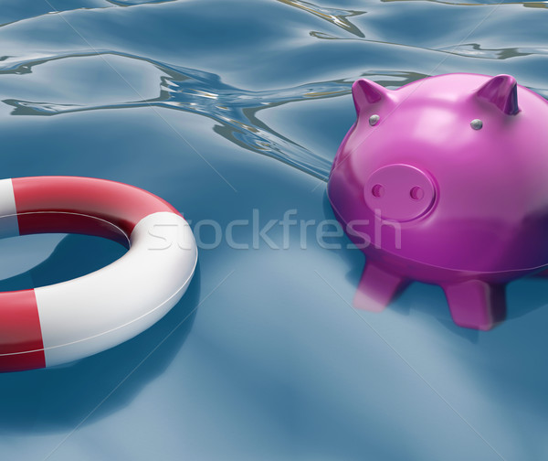 Piggy With Lifebuoy Shows Investing In Lifesaver Stock photo © stuartmiles