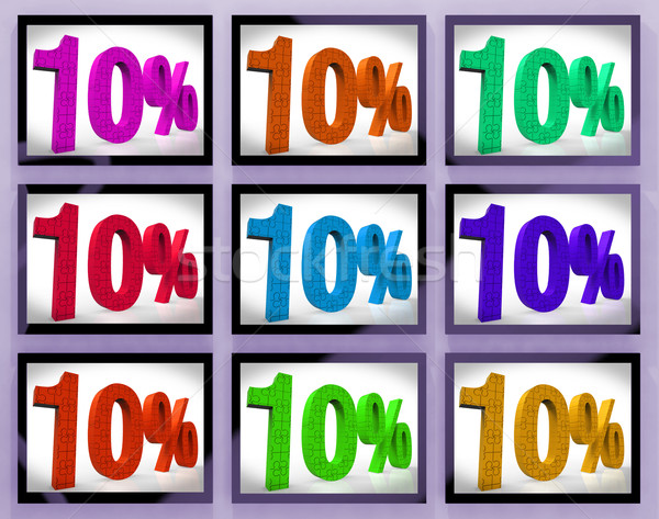 10 On Monitors Showing Several Discounts And Promotions Stock photo © stuartmiles